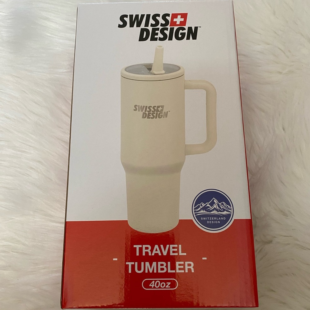 NIB-Swiss Design Cream Travel Tumbler 40oz